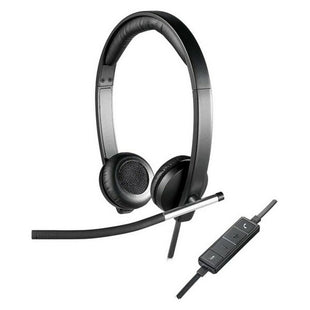 Kopfhörer mit Mikrofon Logitech 981-000519 USB 2.0 Schwarz Silberfarben