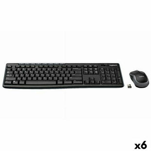 Tastatur mit Drahtloser Maus Logitech DESKTOP MK270 Schwarz Qwerty Spanisch (6 Stück)