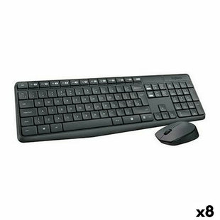 Tastatur mit Maus Logitech MK235 Schwarz Qwerty Spanisch (8 Stück)