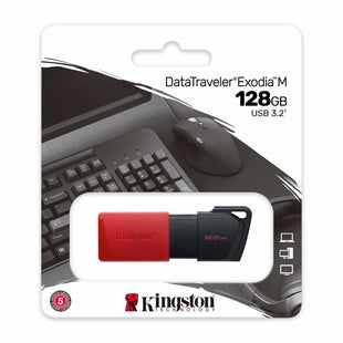 USB Pendrive Kingston Exodia M Schlüsselanhänger Rot Schwarz 128 GB