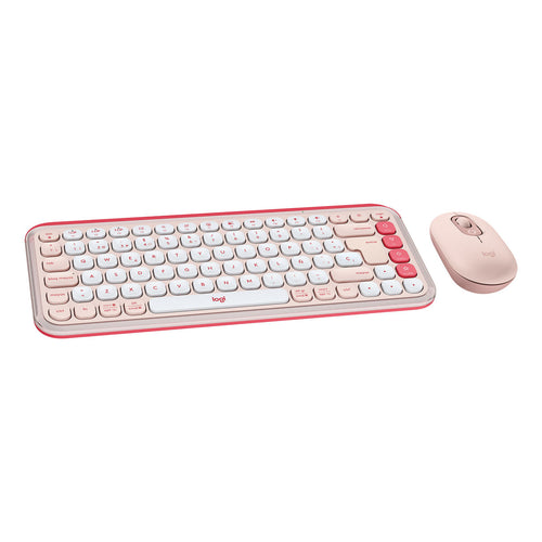 Tastatur mit Maus Logitech POP ICON Spanisch QWERTY Rosa