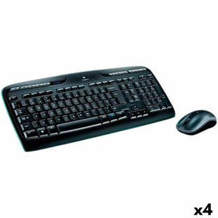 Tastatur mit Maus Logitech MK330 Schwarz Qwerty Spanisch (4 Stück)
